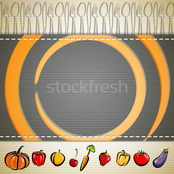 Restaurant menu design fruits plaque couteau [[stock_photo]] © maximmmmum