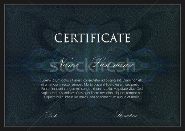 vector template design of certificate with guilloche pattern (watermarks) Stock photo © maximmmmum