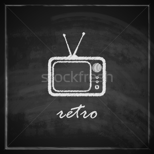 vintage illustration with retro TV sign on blackboard background Stock photo © maximmmmum