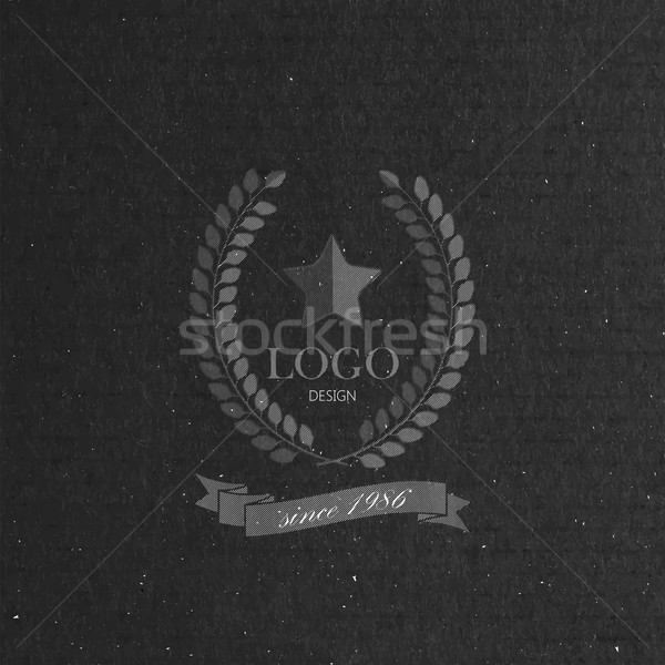 vector illustration with engraving laurel wreath, ribbon and star in flat style on cardboard texture Stock photo © maximmmmum