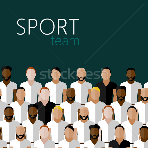 vector flat illustration with men group or community wearing sport uniform. sport team  Stock photo © maximmmmum