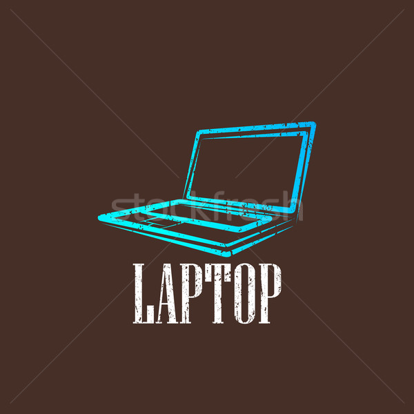 Vintage illustrazione laptop computer ufficio libro Foto d'archivio © maximmmmum