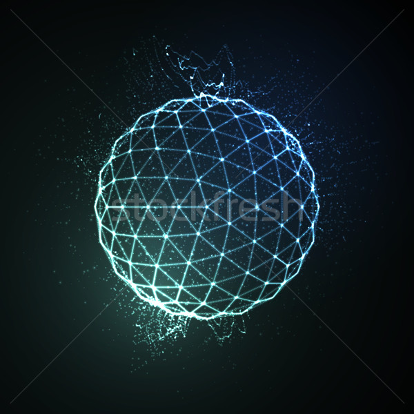 3D megvilágított gömb izzó részecskék neon Stock fotó © maximmmmum