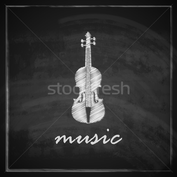vintage illustration with the violin on blackboard background. music illustration  Stock photo © maximmmmum