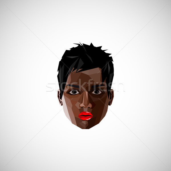 illustration with a black female face in polygonal style  Stock photo © maximmmmum