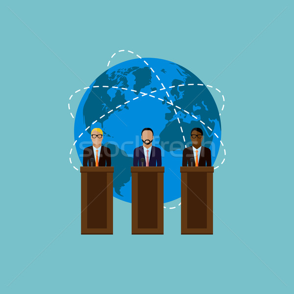 Stock photo: flat  illustration of a speakers. politicians. election debates