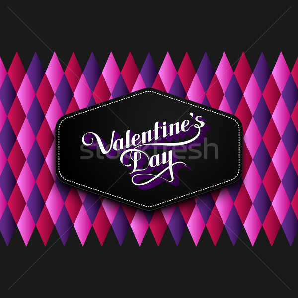 vector typographic illustration of handwritten St. Valentines  Day retro label on the multicolored g Stock photo © maximmmmum