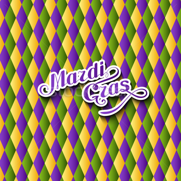 vector illustration of Mardi Gras or Shrove Tuesday lettering label on checkered background. Holiday Stock photo © maximmmmum