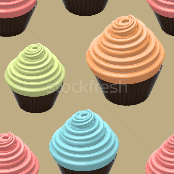  Food Illustration Of Cupcake Stock photo © maximmmmum