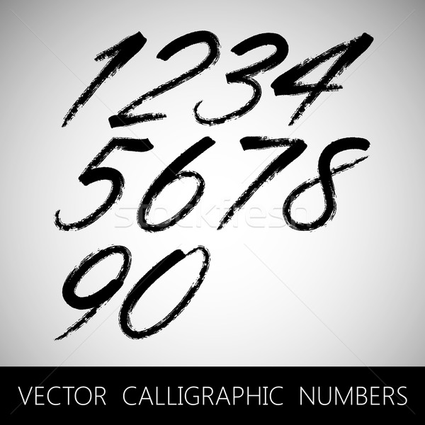 Stock photo: vector set of calligraphic marker or ink numbers