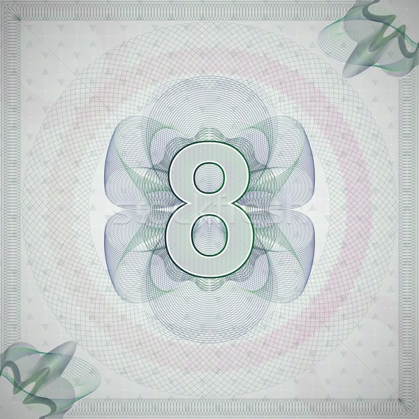 vector illustration of number 8 (eight) in guilloche ornate style. monetary banknote background Stock photo © maximmmmum