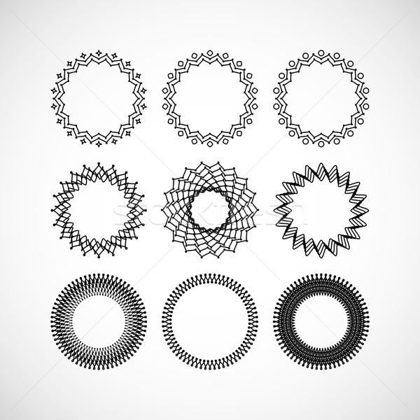Set of vector lace frames design templates. Graceful lineart logo design elements Stock photo © maximmmmum