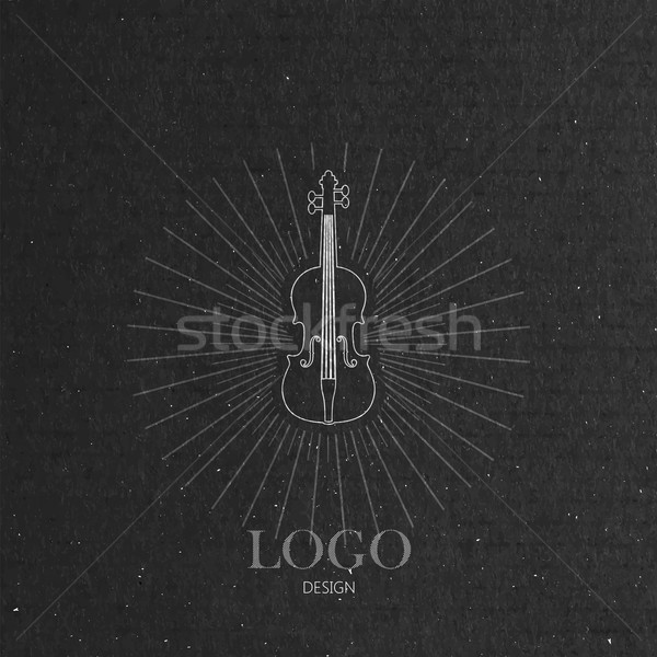 vector illustration with the violin on cardboard texture. music logo design  Stock photo © maximmmmum