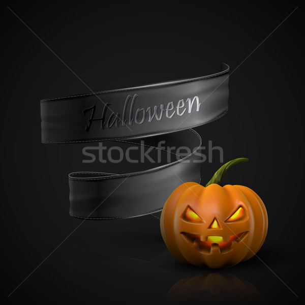 Halloween tök lámpás fekete szalag ünnep valósághű Stock fotó © maximmmmum