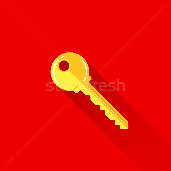 vintage illustration of a key in flat style with long shadow  Stock photo © maximmmmum