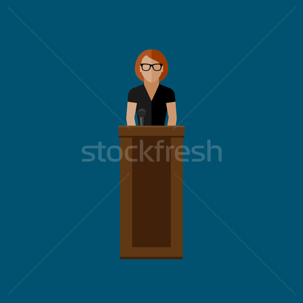 Stock foto: Illustration · Lautsprecher · Politiker · Wahl · Vektor · Pressekonferenz