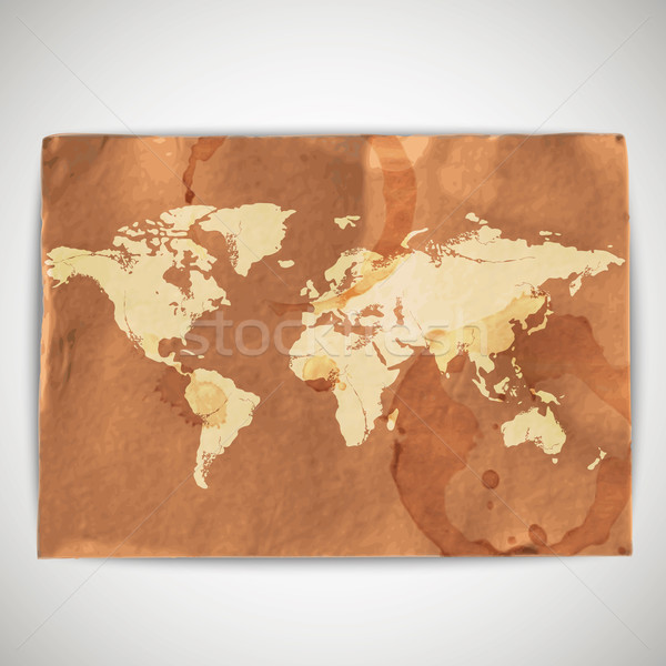 Foto stock: Ilustração · mapa · do · mundo · cartão · grunge · papel · textura