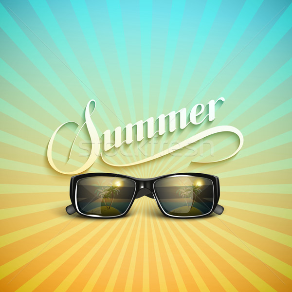 Summer retro label with sunglasses Stock photo © maximmmmum