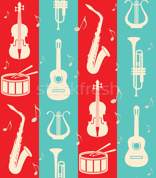 seamless vintage background with music instruments  Stock photo © maximmmmum