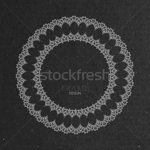 vector illustration with ornate frame on cardboard texture Stock photo © maximmmmum