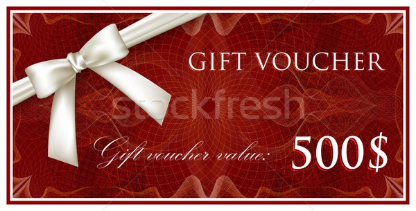 vector template design of red gift voucher or certificate with guilloche pattern (watermarks) and wh Stock photo © maximmmmum