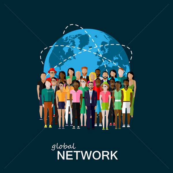 flat illustration of society members with large group of people Stock photo © maximmmmum