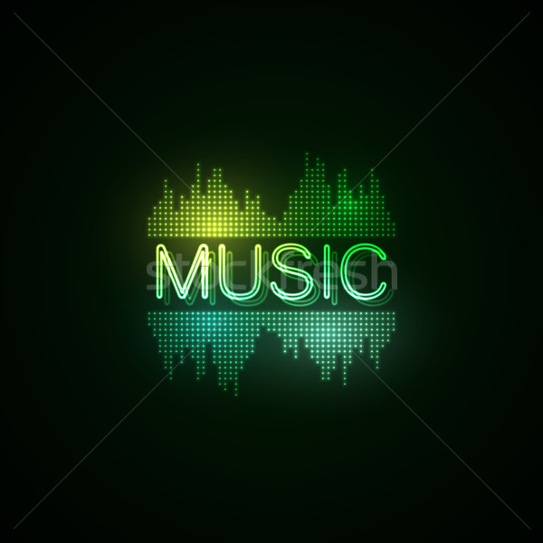 Music neon sign with digital music equalizer Stock photo © maximmmmum