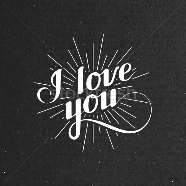 vector typographic illustration of handwritten I love you retro label. lettering composition on the  Stock photo © maximmmmum