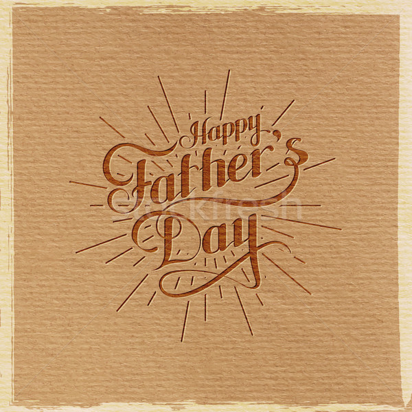 handwritten Happy Fathers Day retro label with light rays. Stock photo © maximmmmum