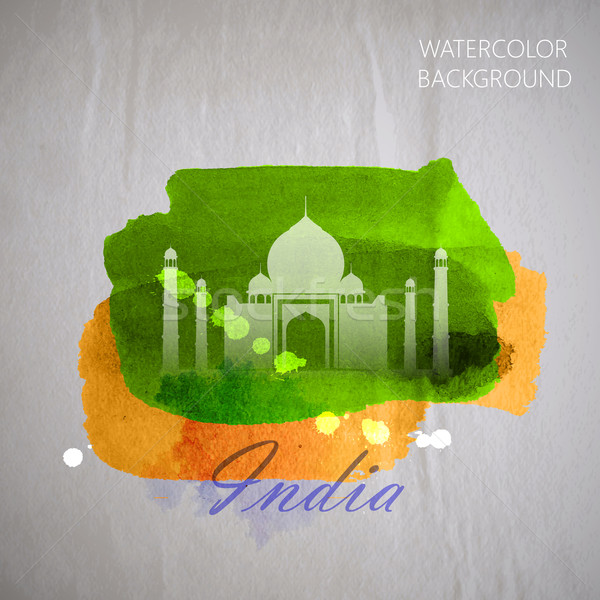 Vecteur couleur pour aquarelle illustration indian Taj Mahal vieux [[stock_photo]] © maximmmmum