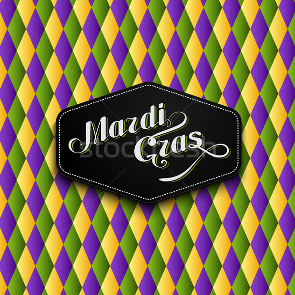 vector illustration of Mardi Gras or Shrove Tuesday lettering label on checkered background. Holiday Stock photo © maximmmmum
