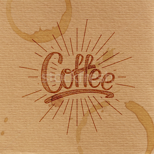 Kaffee Vektor Illustration Label Licht Strahlen Stock foto © maximmmmum