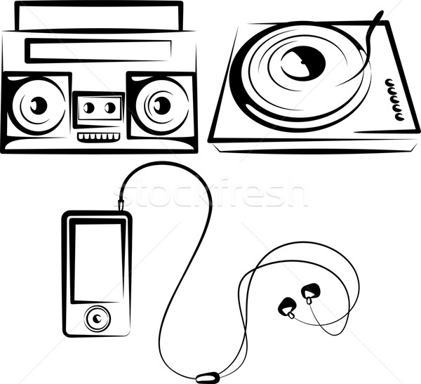 Zestaw muzyki wyposażenie polu Język słuchawki Zdjęcia stock © maximmmmum