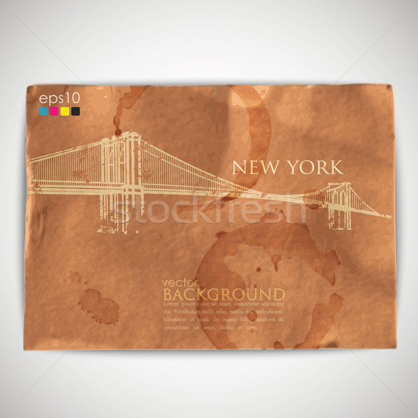 abstract background with grunge cardboard texture and brooklyn bridge Stock photo © maximmmmum