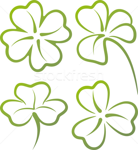 illustration with a set of clover leaves Stock photo © maximmmmum