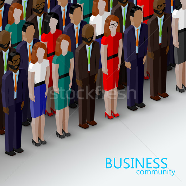 vector 3d isometric  illustration of business or politics community. a large group of well-dresses m Stock photo © maximmmmum