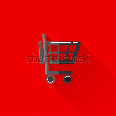 vintage illustration of a shopping cart in flat style with long shadow Stock photo © maximmmmum