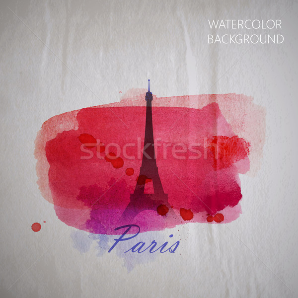 vector watercolor illustration of Paris Eiffel tower on the old  Stock photo © maximmmmum