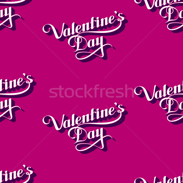 Stock photo: vector seamless pattern of handwritten St. Valentines Day retro labels. holiday lettering background