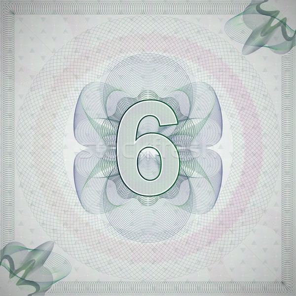 vector illustration of number 6 (six) in guilloche ornate style. monetary banknote background Stock photo © maximmmmum