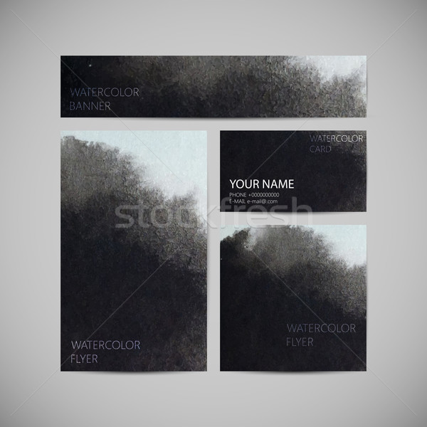 set of vector visual corporate identity with black paint waterco Stock photo © maximmmmum