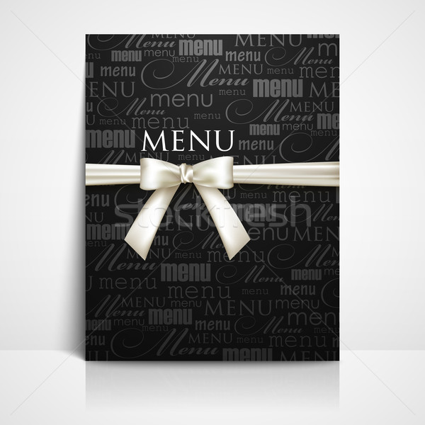 restaurant menu design with white bow and ribbon  Stock photo © maximmmmum