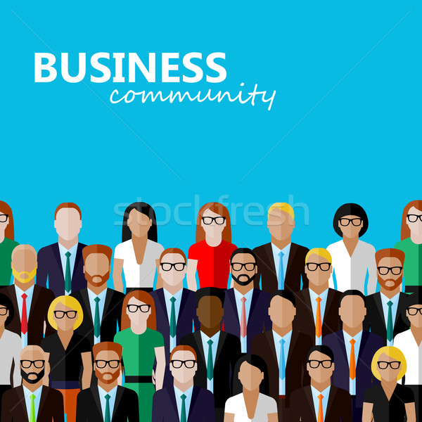 vector flat  illustration of business or politics community. a large group of well- dresses men and  Stock photo © maximmmmum