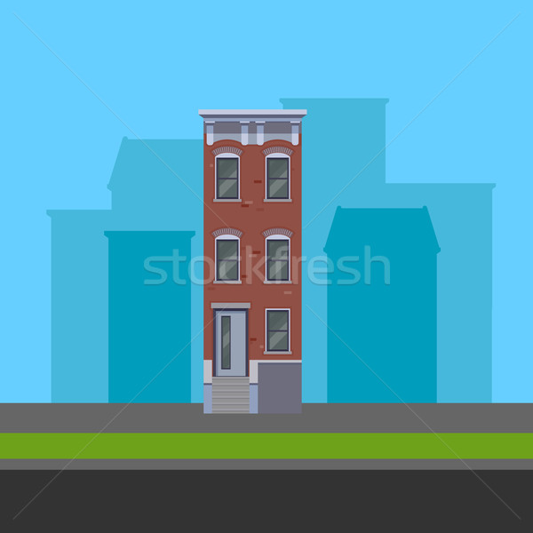 vector illustration of townhouse in flat polygonal style Stock photo © maximmmmum
