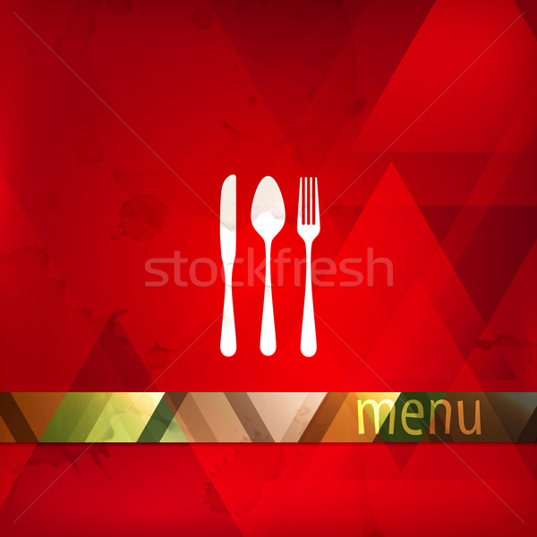 restaurant menu design with spoon, fork and knife  Stock photo © maximmmmum