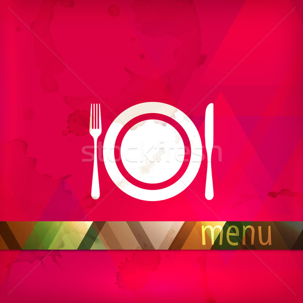 restaurant menu design with plate, fork and knife  Stock photo © maximmmmum