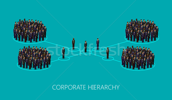 vector 3d isometric illustration of a corporate hierarchy structure. a crowd of men (business men or Stock photo © maximmmmum