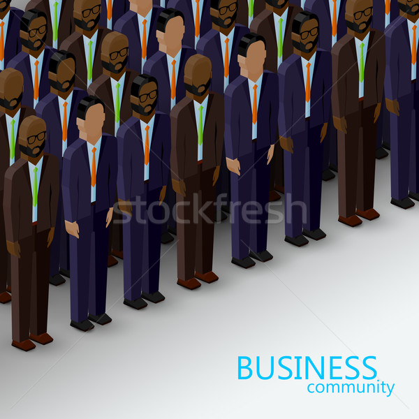 vector 3d isometric  illustration of business or politics community. a large group of men (business  Stock photo © maximmmmum