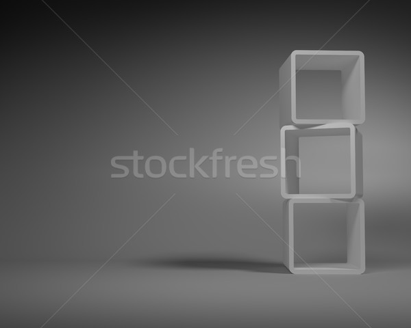 Gray Abstract Rectangle Frames Standing in the Gray Room Stock photo © maxpro