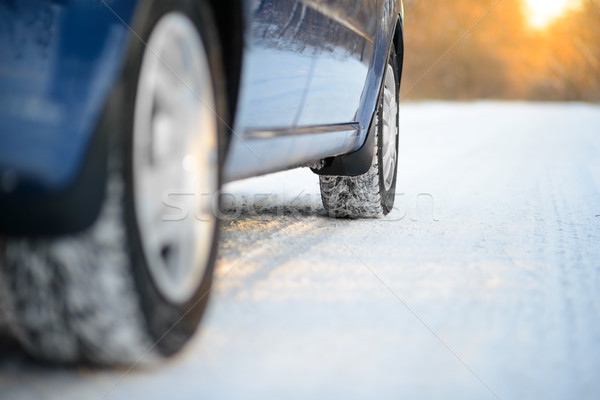 Close-up Image of Winter Car Tire on the Snowy Road. Drive Safe. Stock photo © maxpro